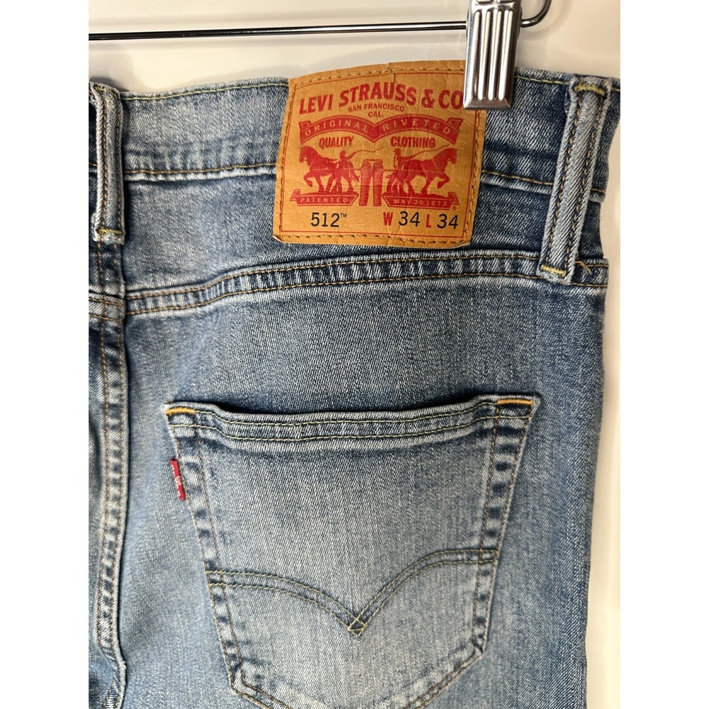 Levi's 512 Slim Taper Fit Jeans Mens 34x34 Blue Medium Wash Stretch Denim - Picture 12 of 14